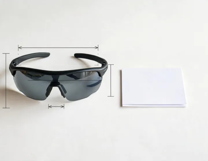 Running sunglasses men size and marking check illustration